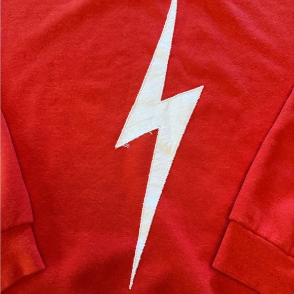 Aviator Nation Red Crewneck with White Lightning Bolt Size XL - Picture 6 of 7